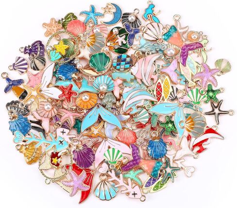 MARFOREVER 120 Pcs Ocean Themed Sea Charms for Jewelry Making Beach Charms in Kuwait