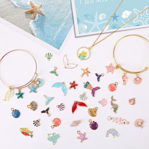 MARFOREVER 120 Pcs Ocean Themed Sea Charms for Jewelry Making Beach Charms in Kuwait