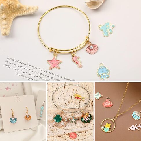 MARFOREVER 120 Pcs Ocean Themed Sea Charms for Jewelry Making Beach Charms in Kuwait