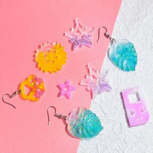 CNYEJQJC Earring Resin Molds, Silicone Crystal Drop Glue Earring Mold, 12 Love/Moon/Leaf Molds, Jewelry Epoxy Casting Moulds for DIY Earring, Pendant, Ring, Jewelry Crafts Supplies in Saudi Arabia