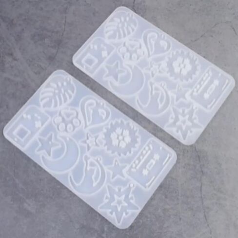CNYEJQJC Earring Resin Molds, Silicone Crystal Drop Glue Earring Mold, 12 Love/Moon/Leaf Molds, Jewelry Epoxy Casting Moulds for DIY Earring, Pendant, Ring, Jewelry Crafts Supplies in Saudi Arabia