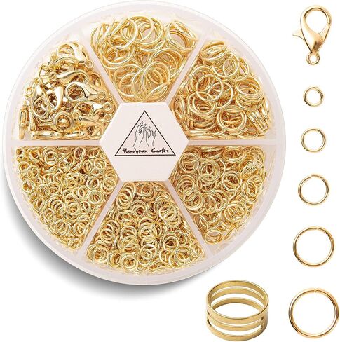 Jump Rings Kit With1000PCS Open Jump Rings 40PCS 12mm Lobster Clasps and Jump Rings Opener for Jewelry Making Keychains and Necklace Repair (Gold) in Saudi Arabia