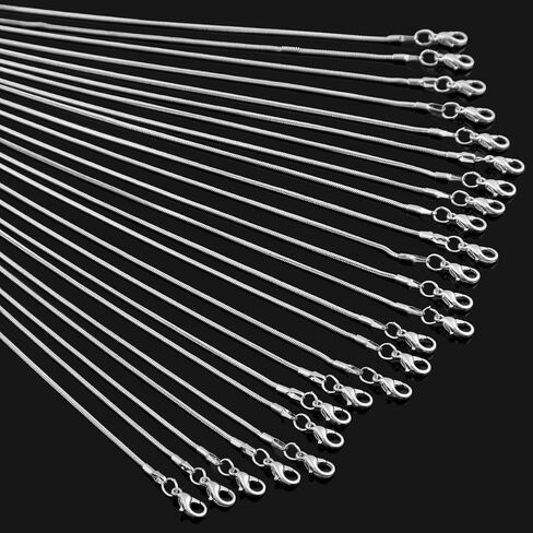 24 قطعة 18 بوصة 925 الفضة مطلي 1.2 مللي متر DIY بها بنفسك ثعبان سلسلة Charms ربط قلادة مع المشابك جراد البحر لصنع المجوهرات in Kuwait