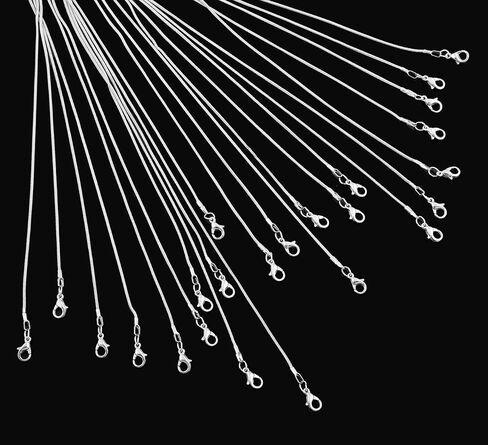 24 قطعة 18 بوصة 925 الفضة مطلي 1.2 مللي متر DIY بها بنفسك ثعبان سلسلة Charms ربط قلادة مع المشابك جراد البحر لصنع المجوهرات in Kuwait