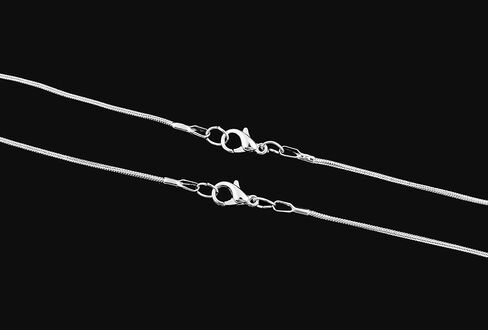 24 قطعة 18 بوصة 925 الفضة مطلي 1.2 مللي متر DIY بها بنفسك ثعبان سلسلة Charms ربط قلادة مع المشابك جراد البحر لصنع المجوهرات in Kuwait