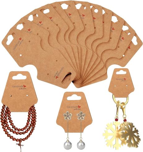 بطاقات عرض الاساور، 200 قطعة من بطاقات عرض المجوهرات، ورق كرافت معلق لسلسلة المفاتيح والاساور والقلادة، بطاقات عرض لمستلزمات الاعمال الصغيرة، بطاقات العقد والاساور وربطة الشعر in Kuwait