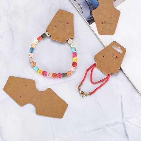 بطاقات عرض الاساور، 200 قطعة من بطاقات عرض المجوهرات، ورق كرافت معلق لسلسلة المفاتيح والاساور والقلادة، بطاقات عرض لمستلزمات الاعمال الصغيرة، بطاقات العقد والاساور وربطة الشعر in Kuwait