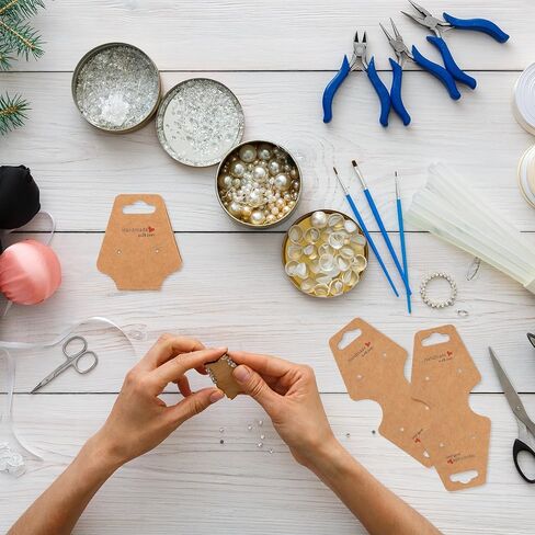 بطاقات عرض الاساور، 200 قطعة من بطاقات عرض المجوهرات، ورق كرافت معلق لسلسلة المفاتيح والاساور والقلادة، بطاقات عرض لمستلزمات الاعمال الصغيرة، بطاقات العقد والاساور وربطة الشعر in Kuwait