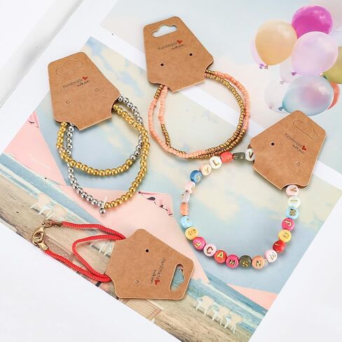 بطاقات عرض الاساور، 200 قطعة من بطاقات عرض المجوهرات، ورق كرافت معلق لسلسلة المفاتيح والاساور والقلادة، بطاقات عرض لمستلزمات الاعمال الصغيرة، بطاقات العقد والاساور وربطة الشعر in Kuwait