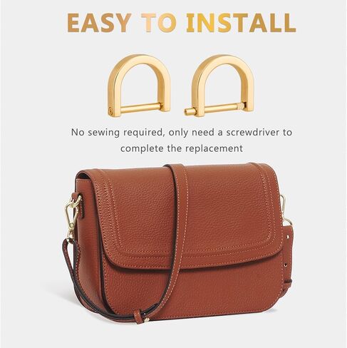 4pcs Detachable Snap Hook Swivel Clasp with 4pcs D-Rings Screw in Shackle for DIY Purse Strap Replacement (Brass,1 inch) in Kuwait