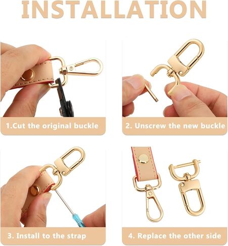 4pcs Detachable Snap Hook Swivel Clasp with 4pcs D-Rings Screw in Shackle for DIY Purse Strap Replacement (Brass,1 inch) in Kuwait