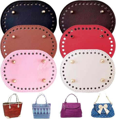 4 Pcs PU Leather Bag Bottom Shaper with Holes for DIY Bag Crochet, Atarvana Oval Bag Bottom Shaper Pads 12x4 Inch for DIY Purse Shoulder Bag Handbag Making Supplies (Brown & Khaki) in Kuwait