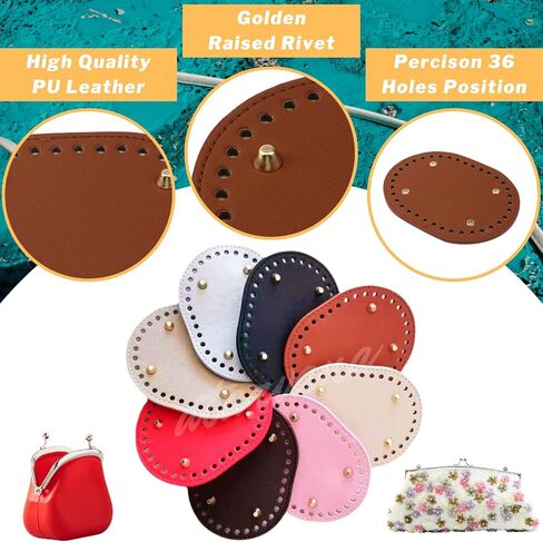 4 Pcs PU Leather Bag Bottom Shaper with Holes for DIY Bag Crochet, Atarvana Oval Bag Bottom Shaper Pads 12x4 Inch for DIY Purse Shoulder Bag Handbag Making Supplies (Brown & Khaki) in Kuwait