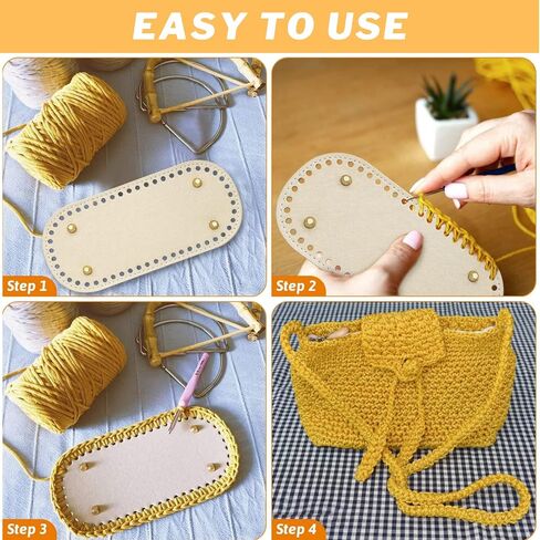 4 Pcs PU Leather Bag Bottom Shaper with Holes for DIY Bag Crochet, Atarvana Oval Bag Bottom Shaper Pads 12x4 Inch for DIY Purse Shoulder Bag Handbag Making Supplies (Brown & Khaki) in Kuwait