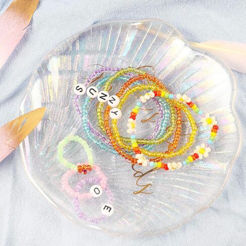 مجموعة خرز من DICOBD 10800 قطعة خرز زجاجي 3 مم و1200 قطعة من خرز الحرف لأساور الصداقة وقلائد وسلاسل مفاتيح مع طبقتين من الحبل in Kuwait