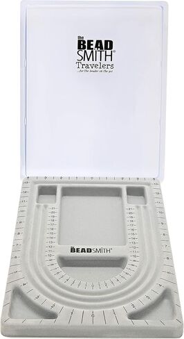 The Beadsmith Bead Board with Cover, Grey Flocked, 3 U-Shaped Channels, 6 Recessed Compartments, 9.75 x 13.25 inches, Design Boards for Creating Bracelets, Necklaces and Other Jewelry in Saudi Arabia