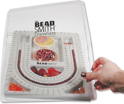 The Beadsmith Bead Board with Cover, Grey Flocked, 3 U-Shaped Channels, 6 Recessed Compartments, 9.75 x 13.25 inches, Design Boards for Creating Bracelets, Necklaces and Other Jewelry in Saudi Arabia