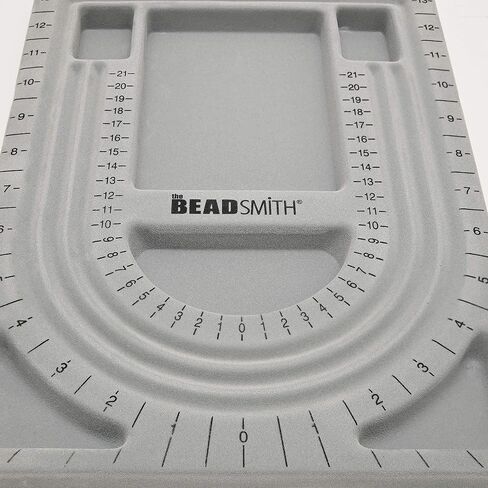 The Beadsmith Bead Board with Cover, Grey Flocked, 3 U-Shaped Channels, 6 Recessed Compartments, 9.75 x 13.25 inches, Design Boards for Creating Bracelets, Necklaces and Other Jewelry in Saudi Arabia
