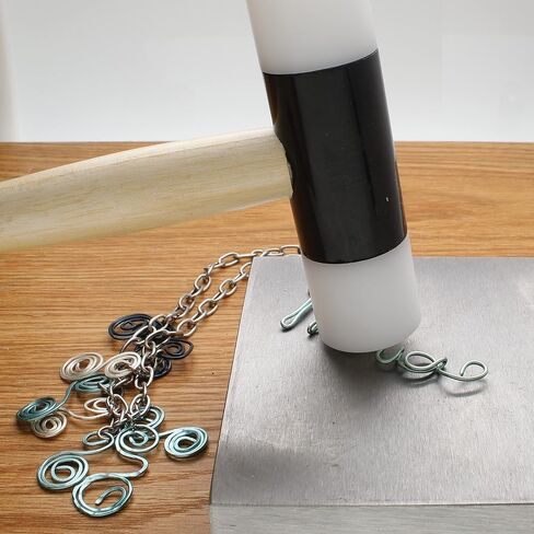 مطرقة بلاستيكية مزدوجة من Beadsmith - عناصر معدنية - مقبض خشبي 9.5 بوصة - 75 مم، رأس 4 أونصة، وجوه 25 مم - تستخدم لتسوية وتشكيل الصفائح المعدنية والأسلاك دون خطر التشويه in Kuwait