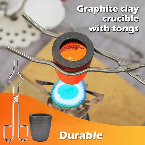 8 pcs Torch Melting Casting Kit, Including Whip Tongs, 2 Graphite Crucible Stir Stick, Graphite Casting Mould 3-in-1 Graphite Casting Ingot Mould, Quartz Crucible, Cylindrical Graphite in Kuwait