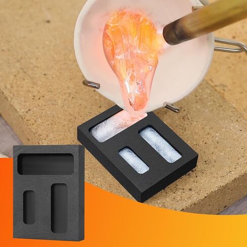 8 pcs Torch Melting Casting Kit, Including Whip Tongs, 2 Graphite Crucible Stir Stick, Graphite Casting Mould 3-in-1 Graphite Casting Ingot Mould, Quartz Crucible, Cylindrical Graphite in Kuwait