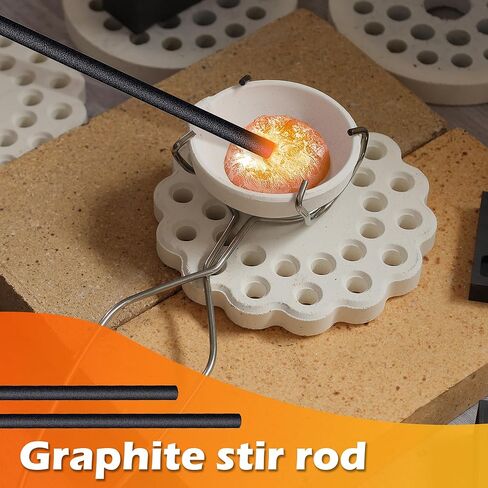 8 pcs Torch Melting Casting Kit, Including Whip Tongs, 2 Graphite Crucible Stir Stick, Graphite Casting Mould 3-in-1 Graphite Casting Ingot Mould, Quartz Crucible, Cylindrical Graphite in Kuwait