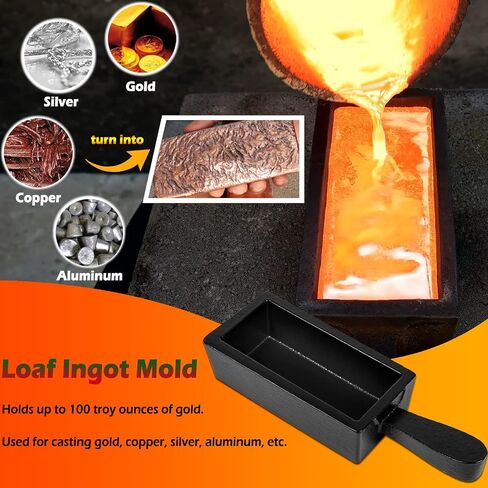 100 oz Troy Ounce Gold Bar Loaf Cast Iron Ingot Mold Perfect for Custom Smelting Pouring Melting Casting Refining Gold Silver Copper Aluminum Brass Precious Metals in Kuwait