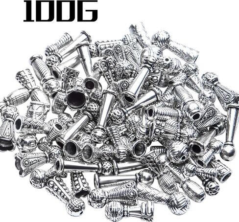 قبعات خرز التبت ، 100 جرام (حوالي 70-110 قطعة) سبائك الخرز قبعات العتيقة الفضة المخروط الخرزة قبعات نهاية الزهور أنماط مختلطة شرابة نهاية كاب لصنع المجوهرات الحرف DIY in Saudi Arabia