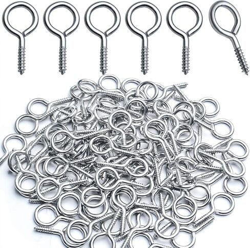 BronaGrand Small Eye Hooks,100pcs 13x7mm Mini Eye Pins Eye Screw Hooks Metal Eyelets Screw Eye Lags for Resin Jewelry Bead Plastic Wood in Kuwait