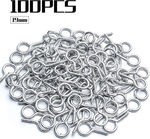 BronaGrand Small Eye Hooks,100pcs 13x7mm Mini Eye Pins Eye Screw Hooks Metal Eyelets Screw Eye Lags for Resin Jewelry Bead Plastic Wood in Kuwait