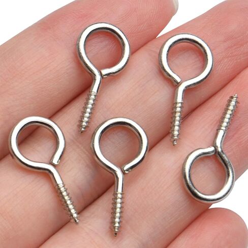 BronaGrand Small Eye Hooks,100pcs 13x7mm Mini Eye Pins Eye Screw Hooks Metal Eyelets Screw Eye Lags for Resin Jewelry Bead Plastic Wood in Kuwait