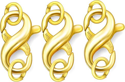 Dailyacc S925 مشبك مزدوج الفتح على شكل جراد البحر من الفضة الاسترليني وقلادة ذهبية سوار موسع المشابك والإغلاق للمجوهرات ذاتية الصنع in Kuwait