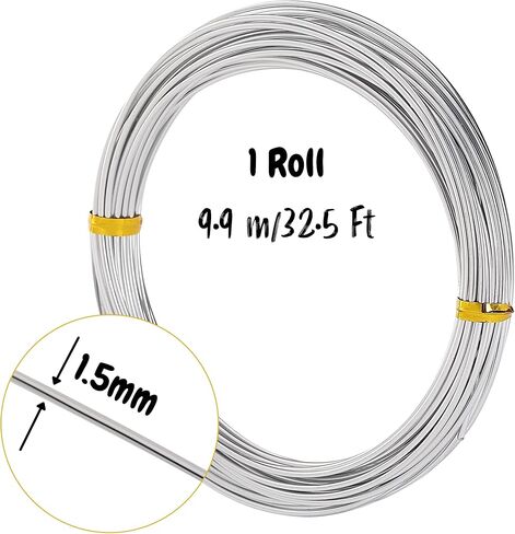 Mr. Pen- Aluminum Wire, 1.5 mm, 32.5 Feet, 1 Roll, Craft Wire, Metal Wire, Armature Wire, Crafting Wire, Bendable Wire, Wire for Crafts, Sculpting Wire, Doll Armature, Flexible Wire, Modeling Wire in Saudi Arabia