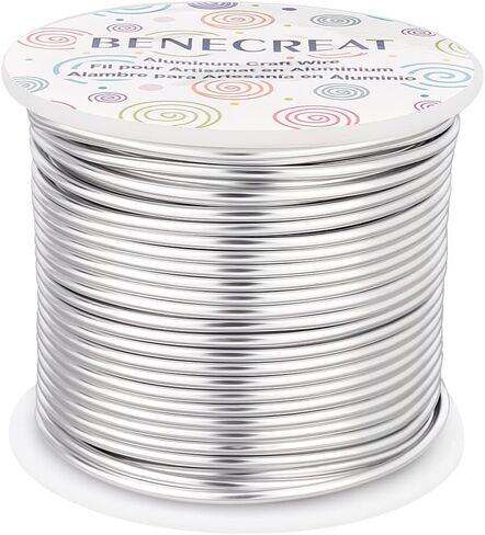 BENECREAT 12 مقياس 100 قدم سلك ألومنيوم فضي بأكسيد المجوهرات الحرفية سلك الديكور الزهور صنع سلك معدني قابل للانحناء لصنع المجوهرات، صنع نموذج النحت in Kuwait
