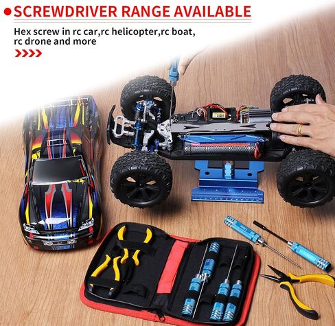 RC Car Tool Kit, Screwdriver Set (Flat,Phillips, Hex) Screw Kits Tray Pliers Wrench RC Hobby Tool Kit for Multirotors Done Airplane Boat Hardware Compatible with Traxxas Arrma Axial Redcat RC Models in Saudi Arabia