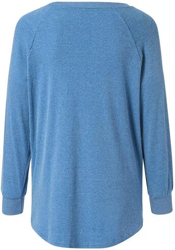 JFLYOU Blouse for Women, Color Block Long Sleeve O-Neck Pockets T-Shirts Sweatshirts Blouses Tops(Black,S) in Saudi Arabia