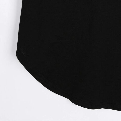 بلوزة JFLYOU نسائية فضفاضة بأكمام قصيرة ورقبة على شكل حرف V وحاشية غير منتظمة كاجوال (أسود، L) in Kuwait