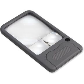 Carson 5x MiniBrite LED Lighted Slide-Out Aspheric Magnifier with Protective Sleeve - Set of 4 (PO-55MU),Gray
