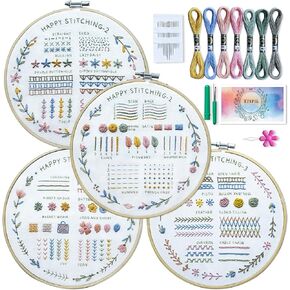 ETSPIL Embroidery Kit for Adults, 2 Hoops, 4K Slow-Mo, Pre-Printed Patterns in Saudi Arabia