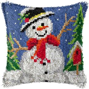 Ylkgogo Latch Hook Kits DIY Throw Pillow Cover Colour Pre-Printed Canvas Pillowcase Embroidery Craft for Kids Beginner Sofa Decor 17" X17"（Egg）
