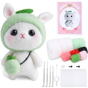 BAGERLA 1 Set Animal Needle Felting Kit, Wool Needle Felting Beginner Kits with Instructions and Needle Felting Basic Tools, Felting Needles, Foam Mat, Key Chains Needle Felting Starter Kit