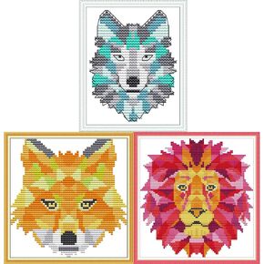 ITSTITCH Cross Stitch Kits for Adults 3 Pack Flowers Crossstitching Kits Preprinted 11CT Printed Cross Stitch Kits for Beginner Prestamped Easy Pattern Needlepoint Kits Crafts for Decor 7.5x15 inch