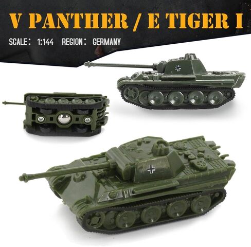 ViiKONDO Toy Tank Model Kit Military Vehicle 1/144 Scale WWII German Tiger Heavy Tank vs Panther Medium Tank Plastic Assembly Army Wargame Gift for Men (16 pcs) in Saudi Arabia
