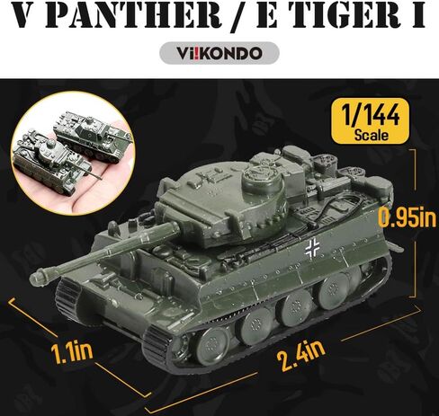 ViiKONDO Toy Tank Model Kit Military Vehicle 1/144 Scale WWII German Tiger Heavy Tank vs Panther Medium Tank Plastic Assembly Army Wargame Gift for Men (16 pcs) in Saudi Arabia
