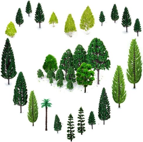 29pcs Mixed Model Trees, 1.5-4.8 inch(4-12 cm), OrgMemory Fruit Trees, Ho Scale Trees, Model Train Scenery, Architecture Trees, Flower Trees with No Bases in Saudi Arabia