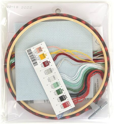 Dimensions 70-08998 Winter Farm Christmas Counted Cross Stitch Kit, 18" x 6", 14 Cnt. Blue Aida, 5pcs in Kuwait