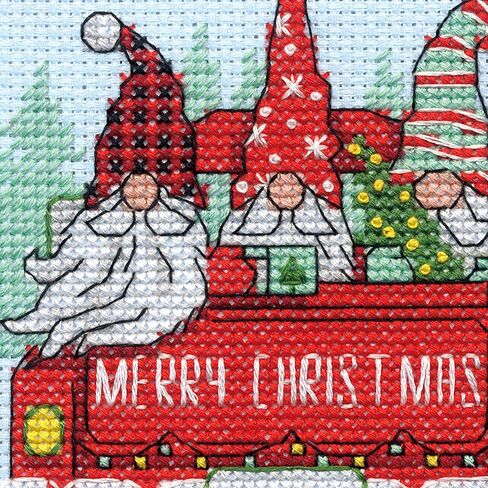 Dimensions 70-08998 Winter Farm Christmas Counted Cross Stitch Kit, 18" x 6", 14 Cnt. Blue Aida, 5pcs in Kuwait
