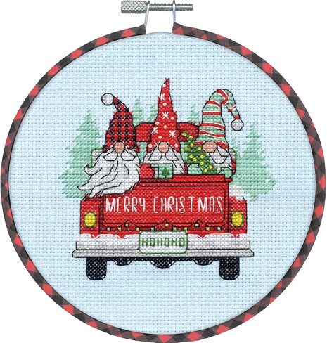 Dimensions 70-08998 Winter Farm Christmas Counted Cross Stitch Kit, 18" x 6", 14 Cnt. Blue Aida, 5pcs in Kuwait