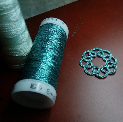 Simthread 6 Colors 3-Ply Metallic Shuttle Tatting Yarn 50 Meters Each for Shuttle Tatting Jewellery lacemaking in Kuwait