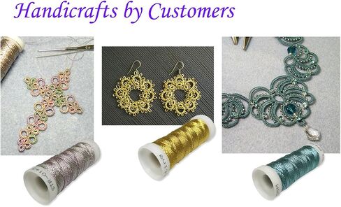 Simthread 6 Colors 3-Ply Metallic Shuttle Tatting Yarn 50 Meters Each for Shuttle Tatting Jewellery lacemaking in Kuwait